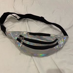 Silver holographic fanny pack